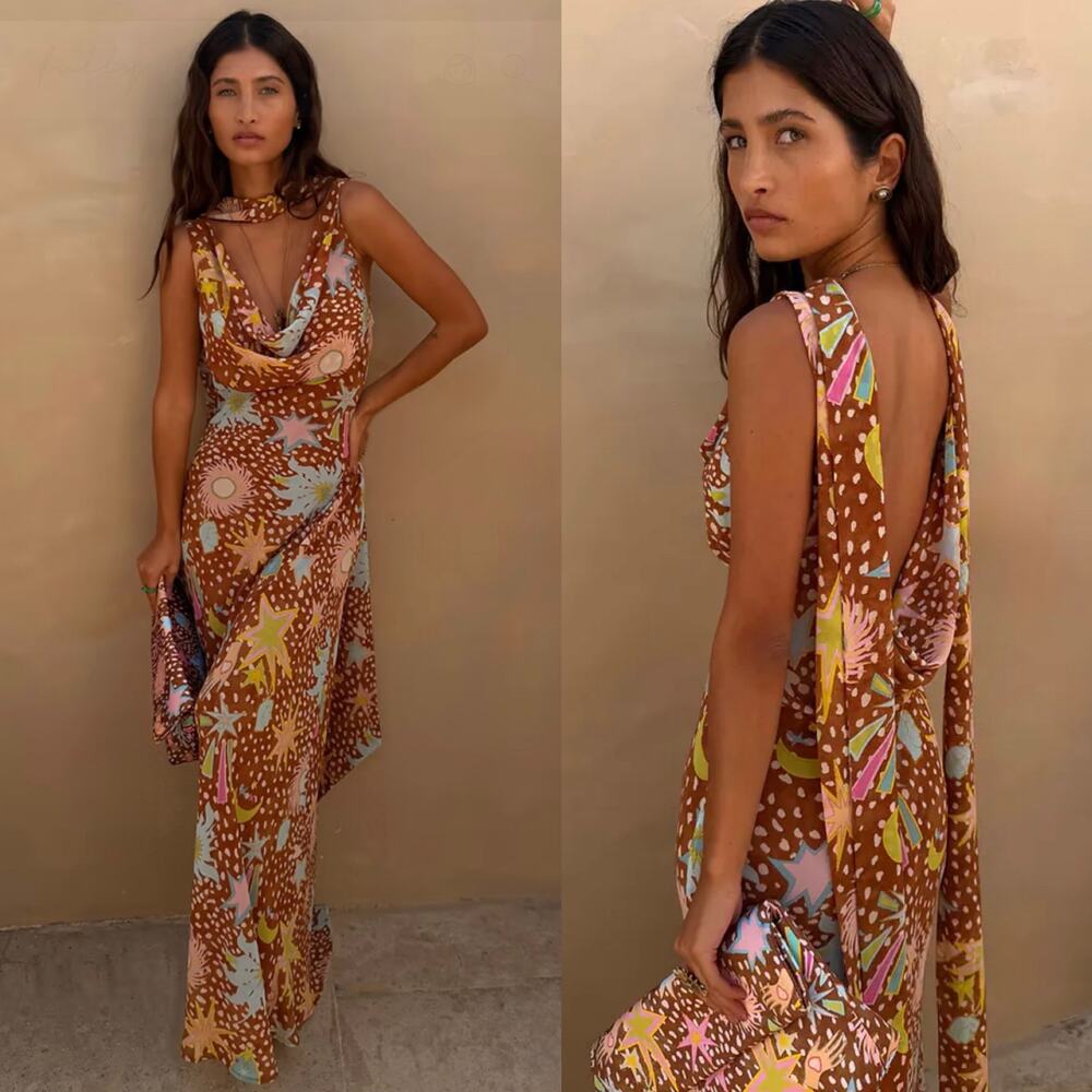 NWT Never Fully Dressed Star Deer Sophie Colorful Maxi Dress